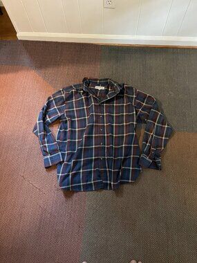 Antartex Plaid Casual Button Up Shirt Mens Size M Blue Maroon
